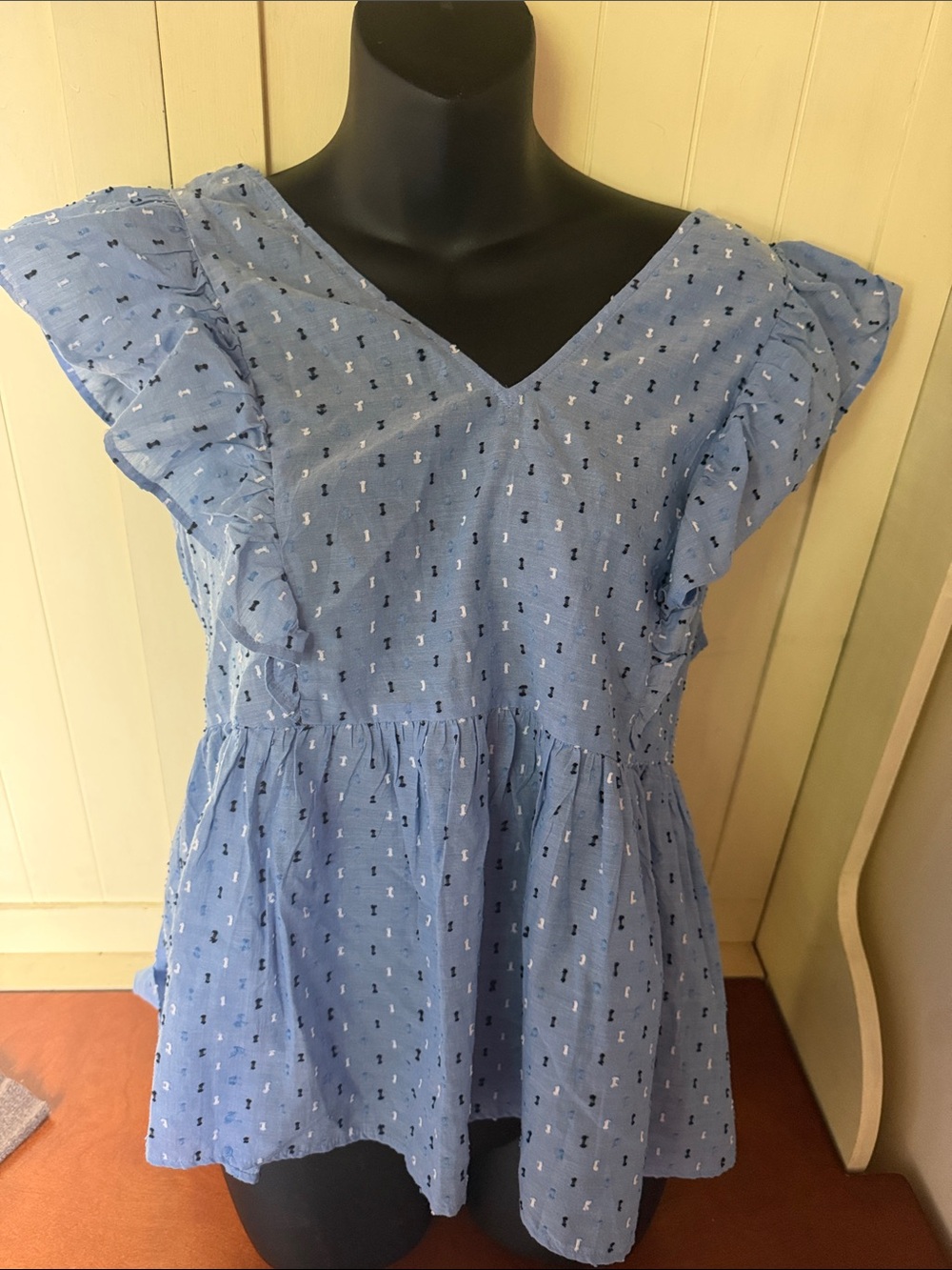 LOFT Powder Blue Textured Peplum Blouse - NWT